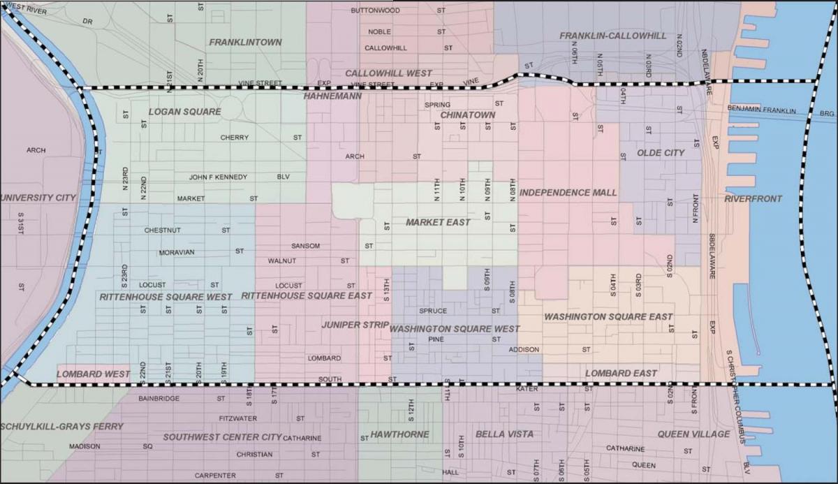 карта наваколля Філадэльфіі