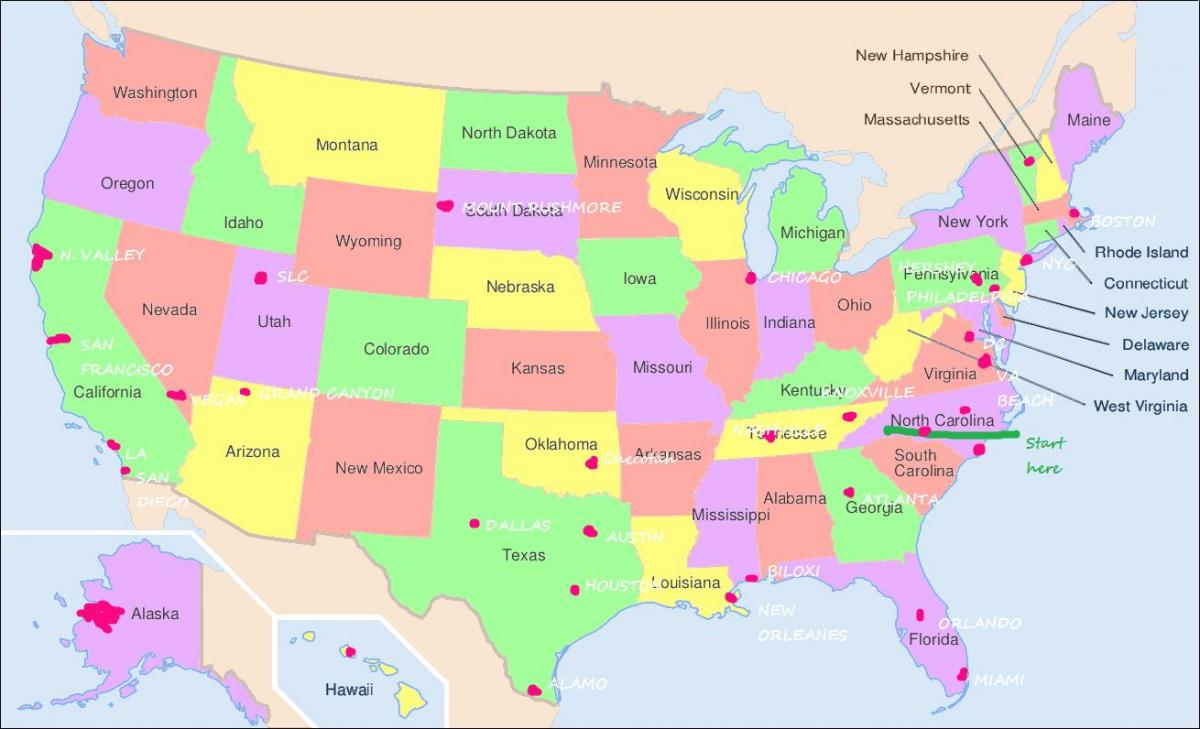 карта ЗША Філадэльфія