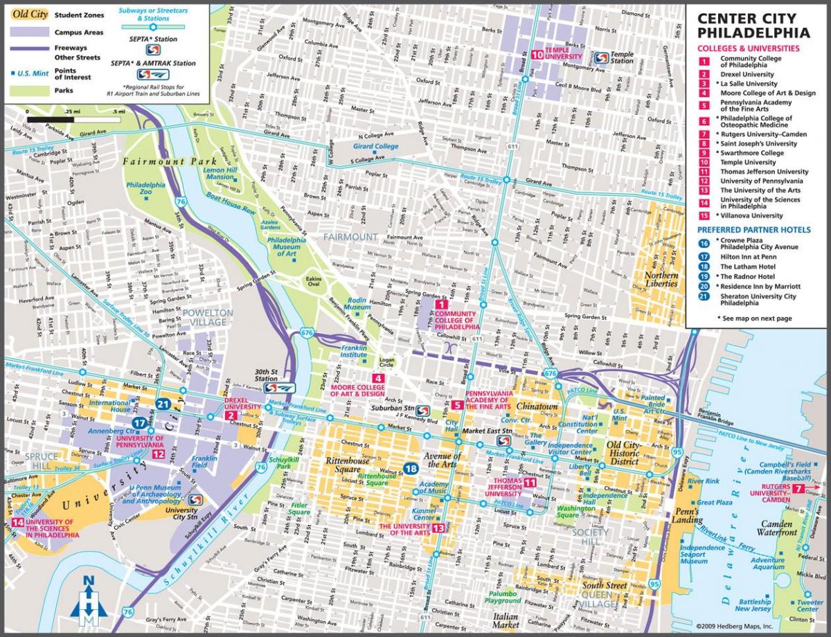 турыстычная карта Філадэльфія