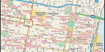 Карта цэнтра горада Філадэльфія